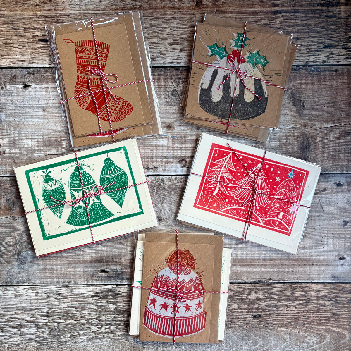 LUCKY DIP! Hand-Printed Christmas Cards | 4 for £12