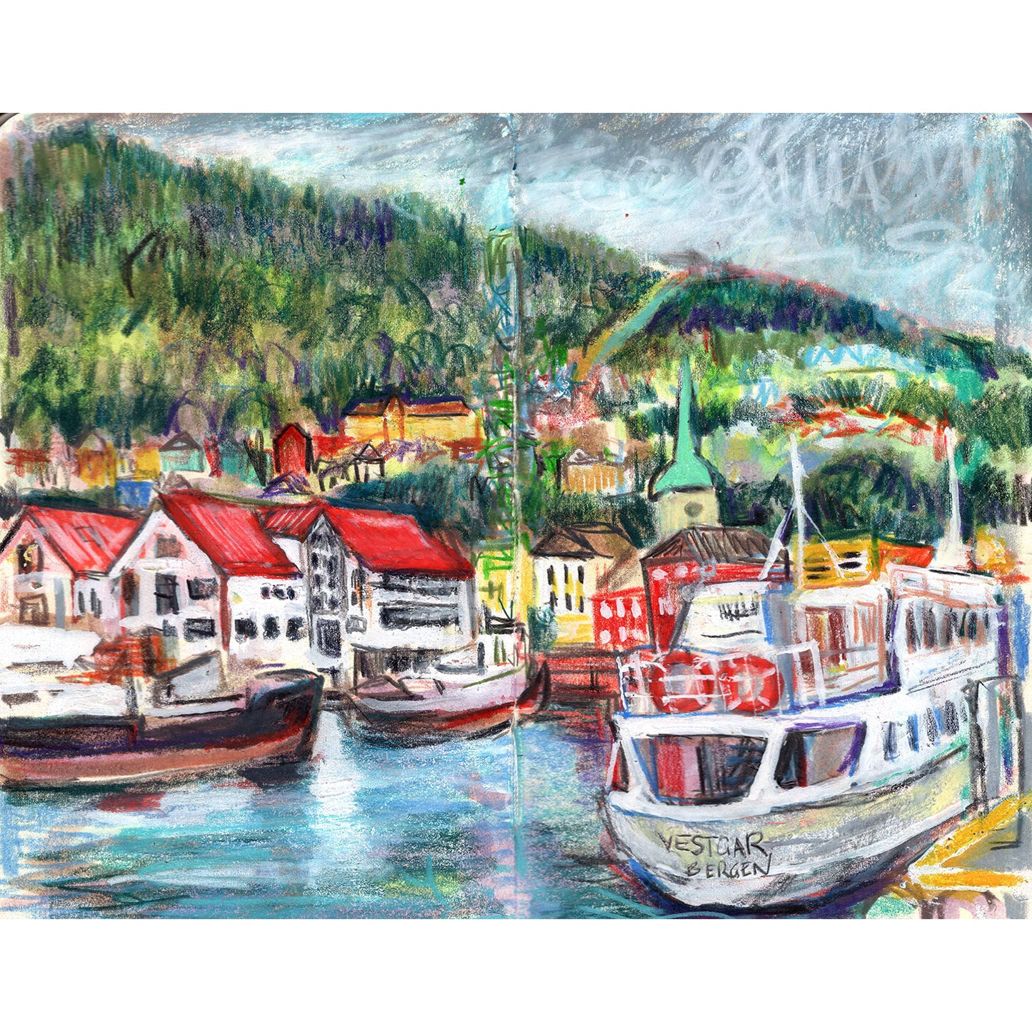 Boats in Bryggen Wharf, Bergen