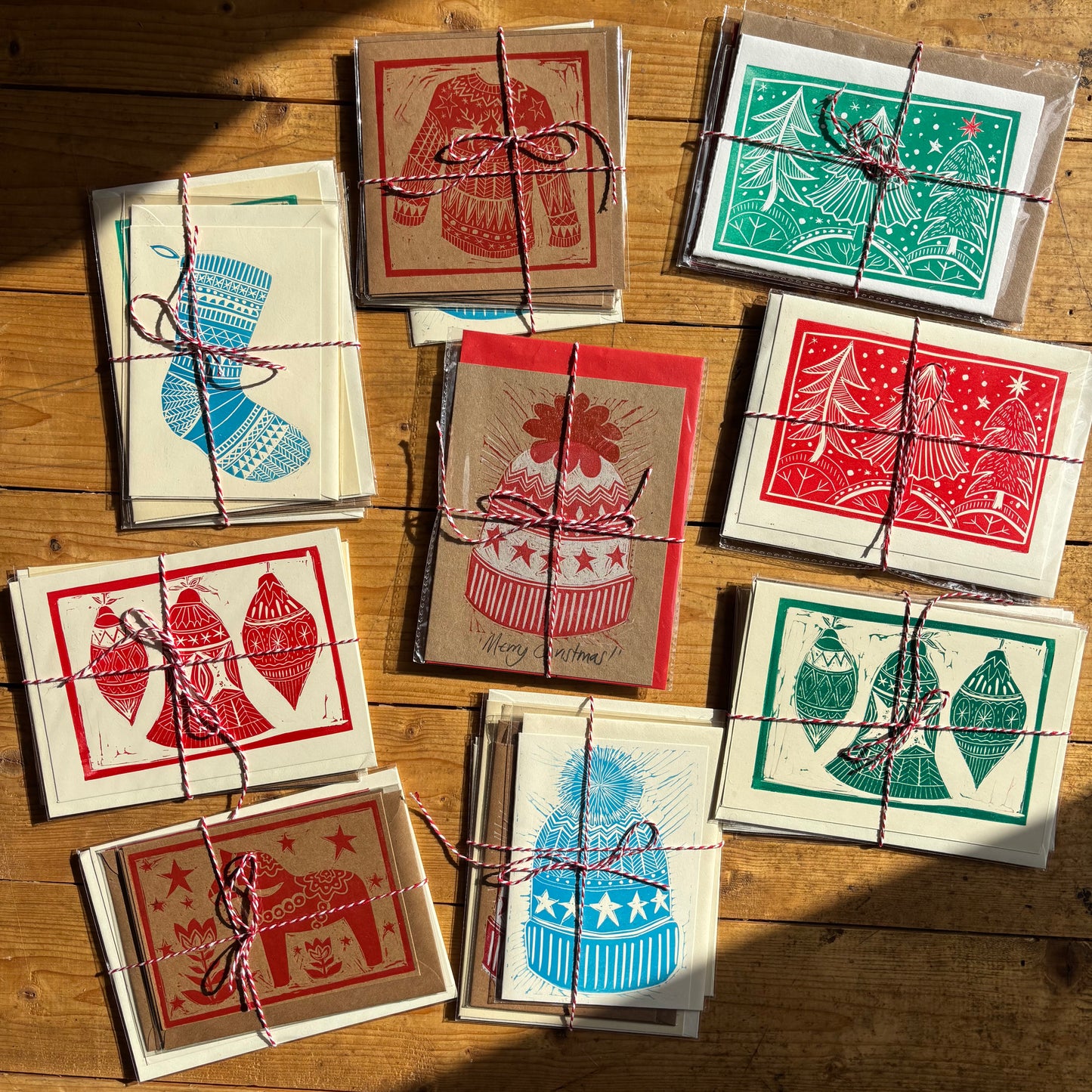 (Copy) Lucky dip - 4 original linocut Christmas cards for £10