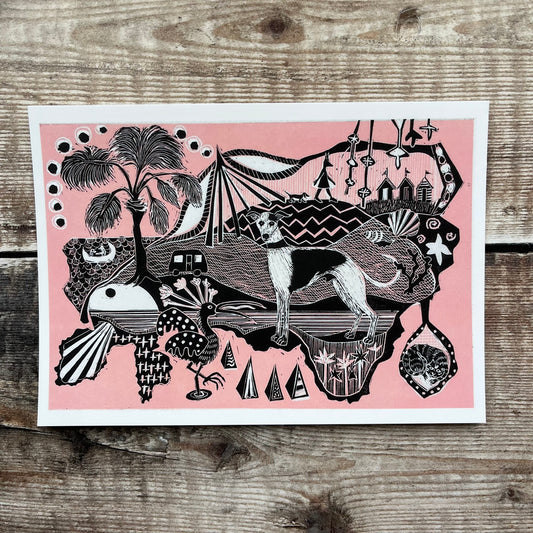 The Whippet, the beach huts and the stripy cats