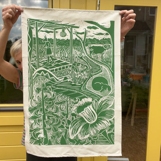 Tea towel - March at Holly Tree Cottage -