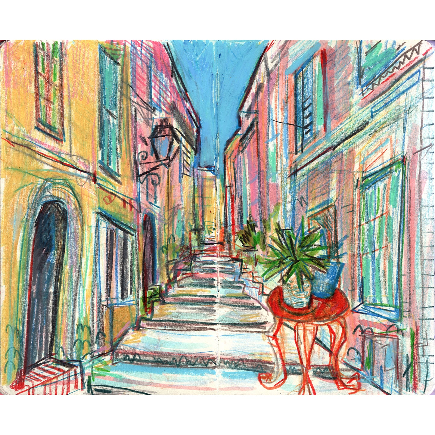 Villefrance Sur Mer street view with table