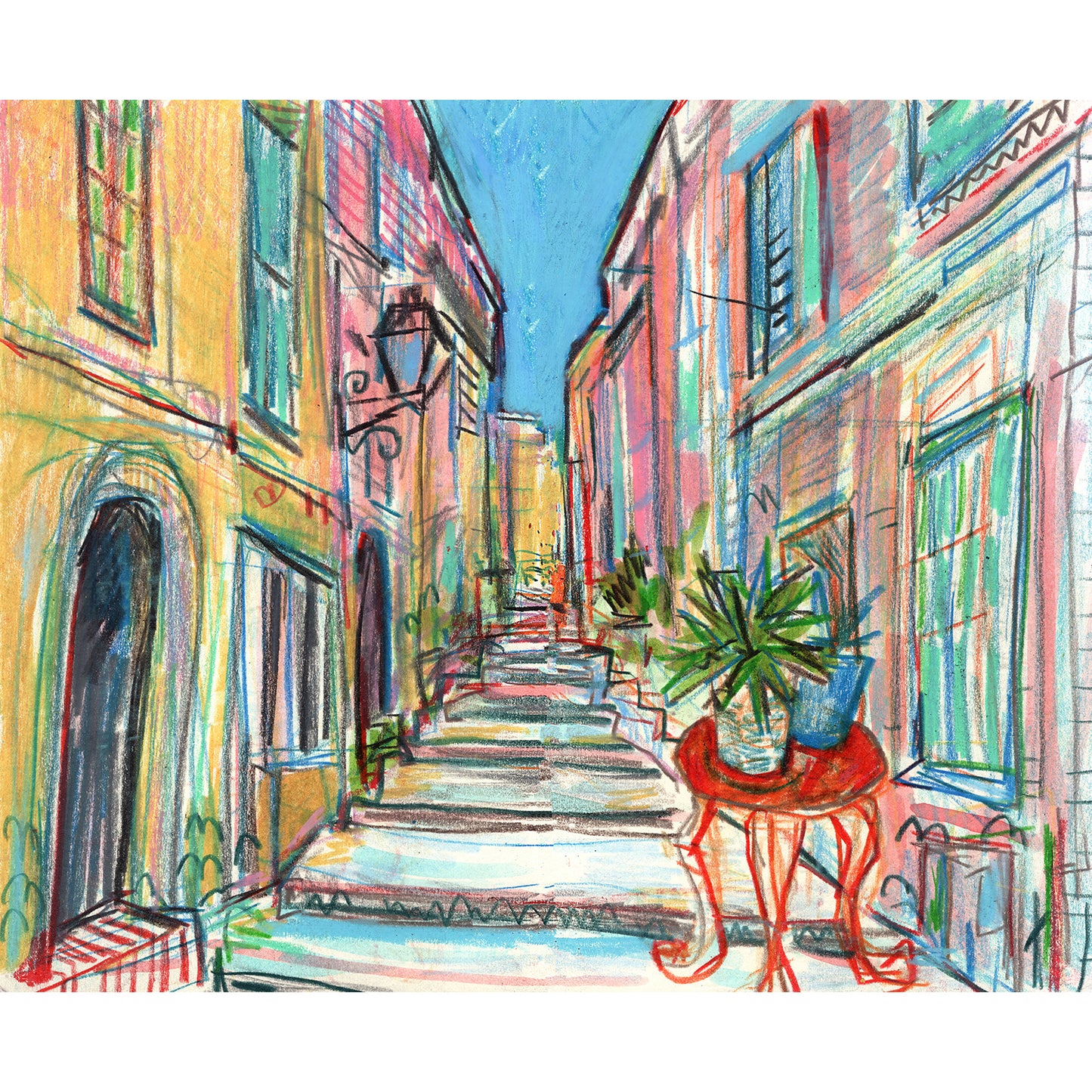Villefrance Sur Mer street view with table