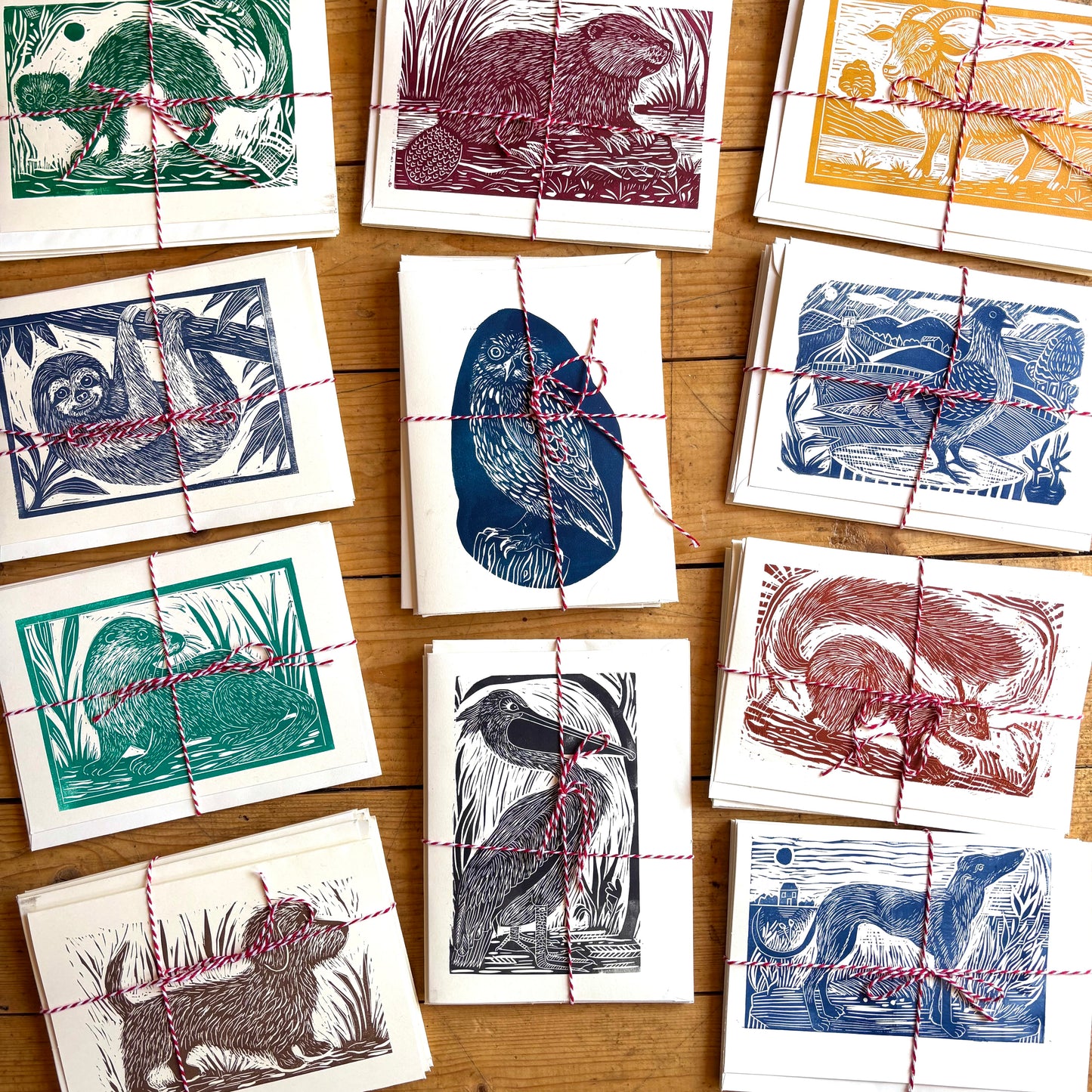 Lucky dip - 4 original linocut cards for £10