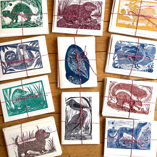 Lucky dip - 4 original linocut cards for £10