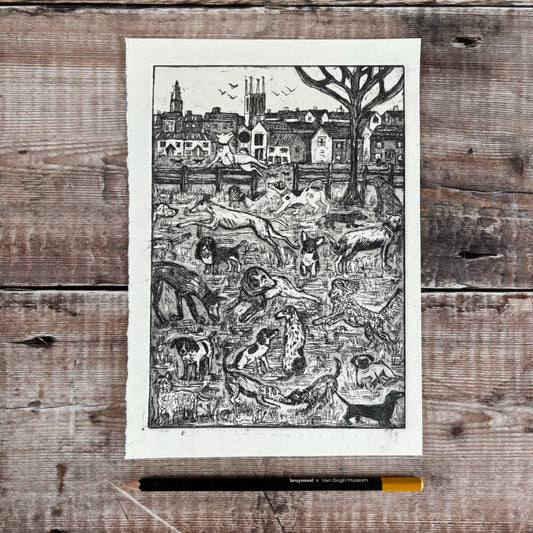 Dog Park with aquatint ( tone )