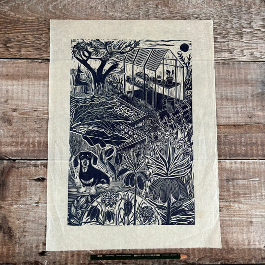 Those first few days - blue on Japanese paper