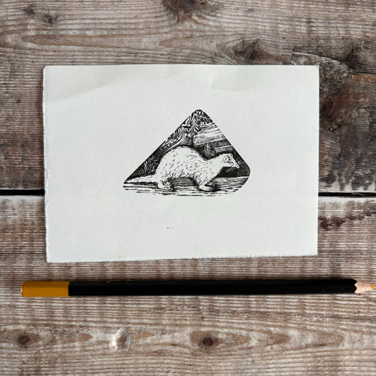 Ferret - wood engraving