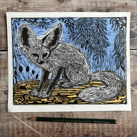 Fennec fox - blue and yellow