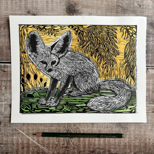 fennec fox - yellow & greem