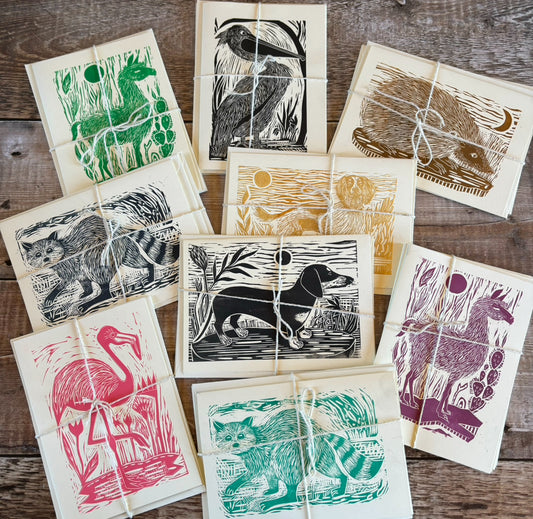 Lucky dip - 4 original linocut cards for £10