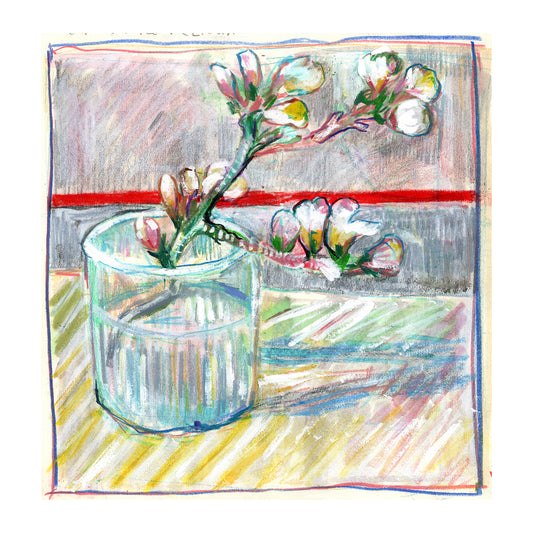 Advent Treat day 2'Sprig of Flowering Almond in a Glass' Van Gogh 1888