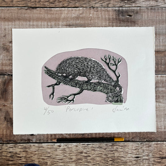 Porcupine - editioned print 1/2 price.