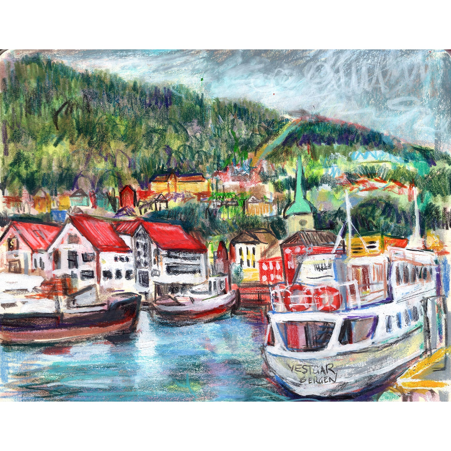 Boats in Bryggen Wharf, Bergen