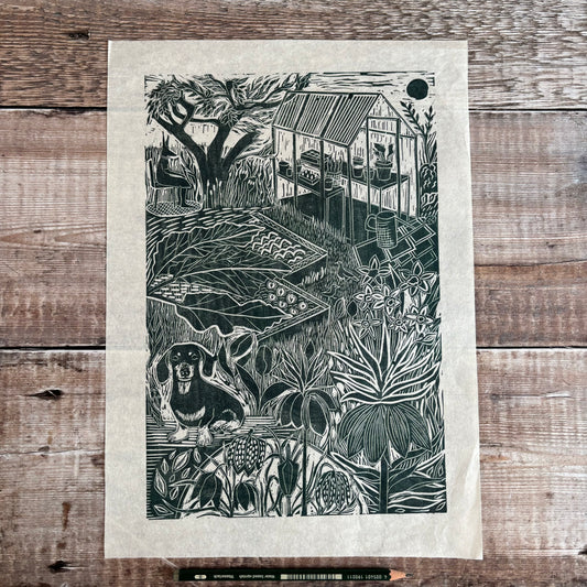 Those first few days - green on Japanese paper