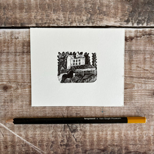 Black horse - wood engraving