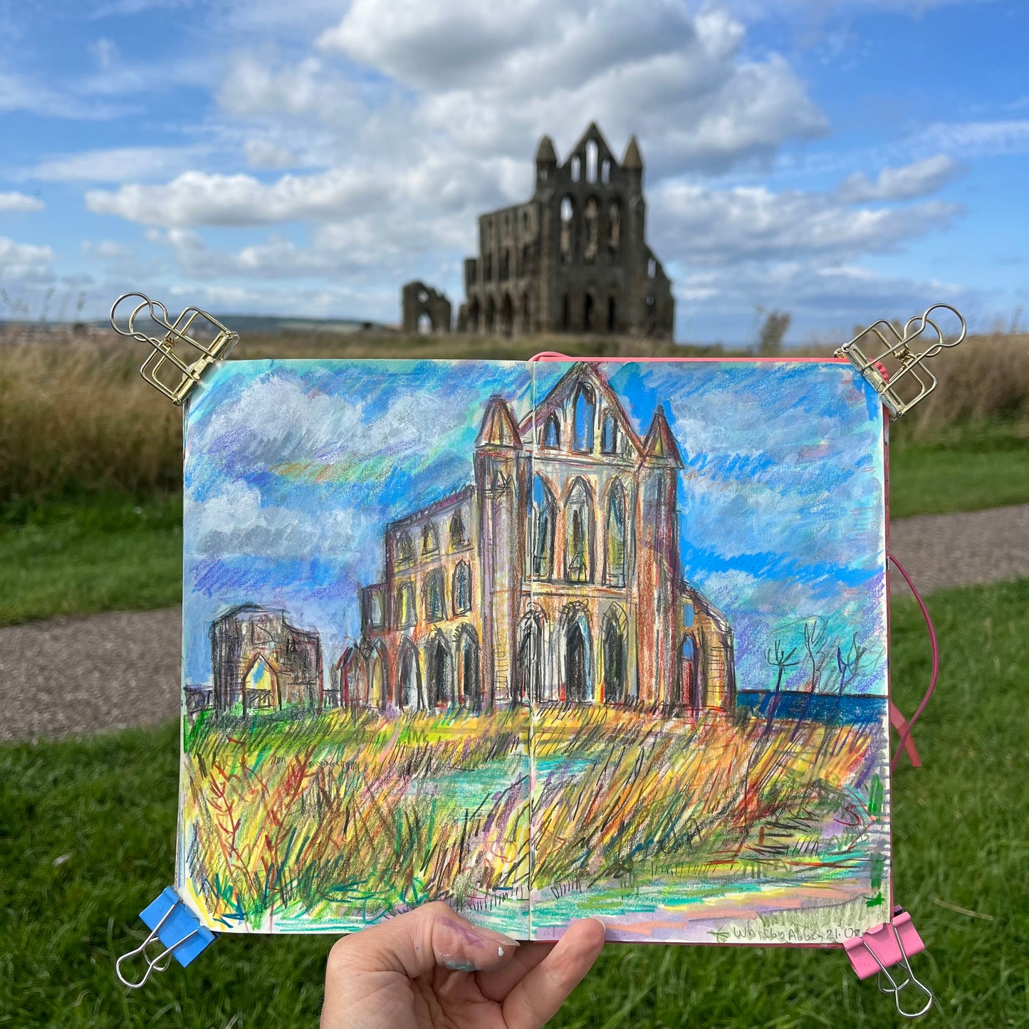 Whitby Abbey coloured pencil