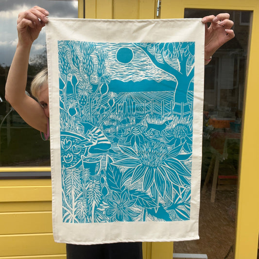 Tea towel - August at Holly Tree Cottage